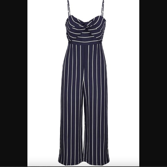 Bardot Layla Striped Jumpsuit Size US6/S in Navy - Picture 4 of 14